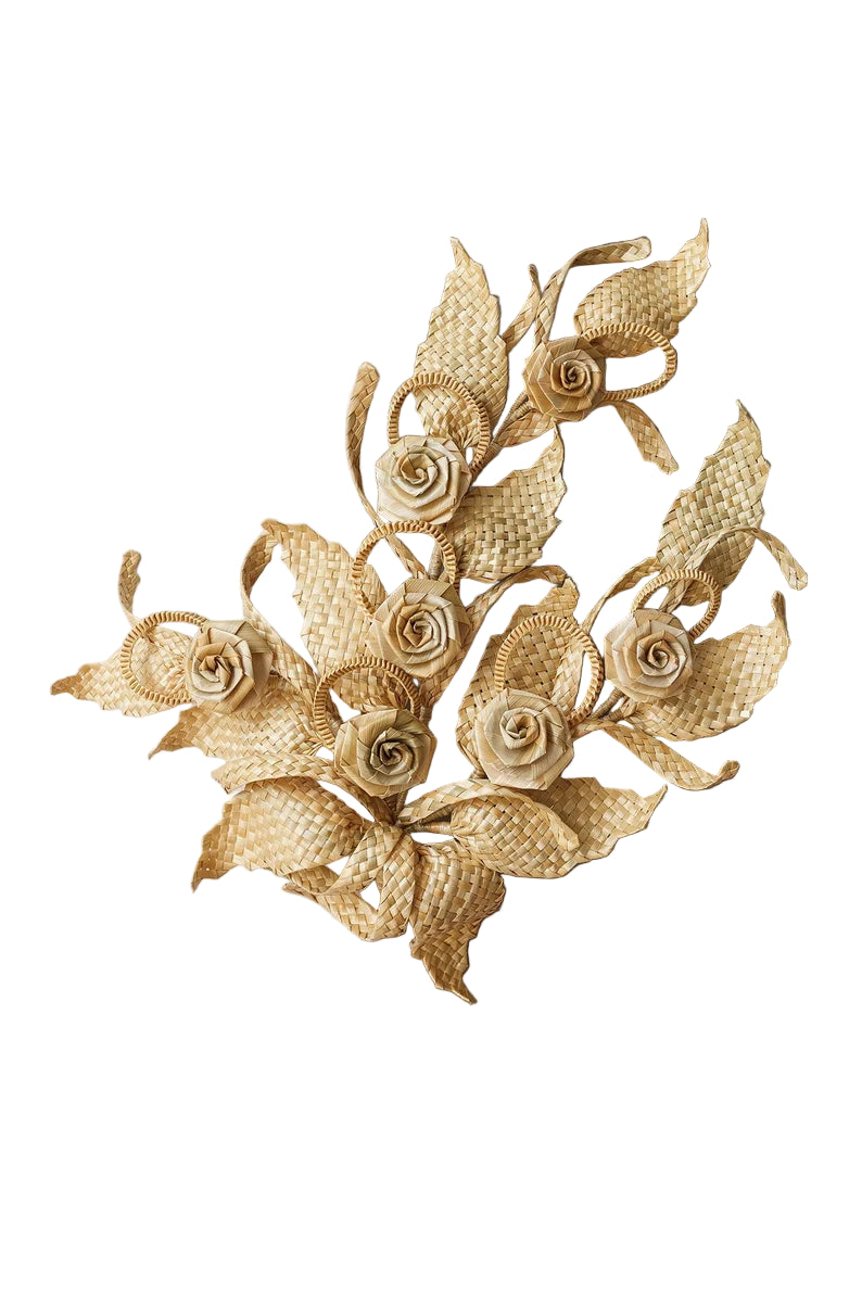 Straw Flowers Arrangement: Wall Mounted Decoration