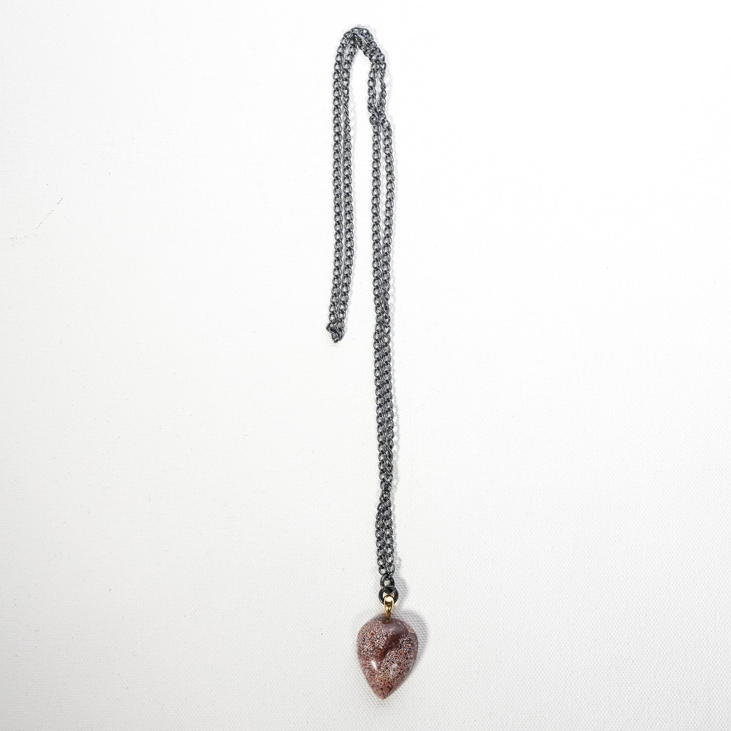 Fossilized Dinosaur Bone Agate Baby Love Necklace by Belmacz