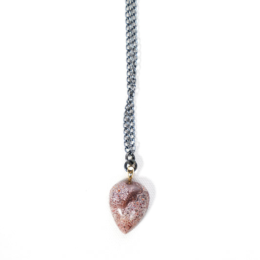 Fossilized Dinosaur Bone Agate Baby Love Necklace by Belmacz