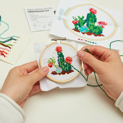 Mini Cross Stitch Embroidery Kit: Cactus