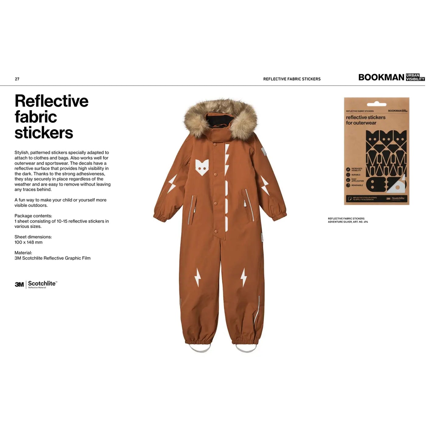 Reflective Fabric Stickers Adventure Silver by Bookman Urban Visibility