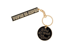 YOU'RE IN ASPEN Metal Key Chain and Love Charm by Giles Round, souvenir keychain aspen