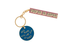 YOU'RE IN ASPEN Metal Key Chain and Love Charm by Giles Round, souvenir keychain aspen