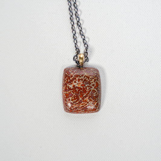 Fossilized Dinosaur Bone Agate Baby Love Necklace by Belmacz