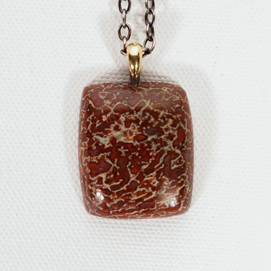 Fossilized Dinosaur Bone Agate Baby Love Necklace by Belmacz