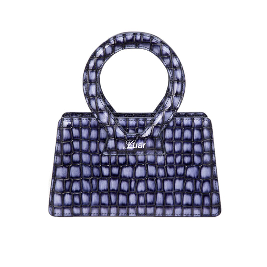 Blue and White Embossed Small Ana Bag by Luar